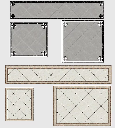 Decorative Square Floor Tiles With Diamond Pattern Border And Gray Off White Designs 3d model