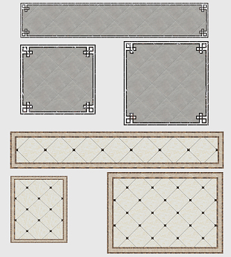 New Chinese Style Floor Tile Patchwork Floor Tile 3d model