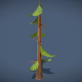 Tall Slim Evergreen Pine Tree With Green Needles Brown Trunk And Branches