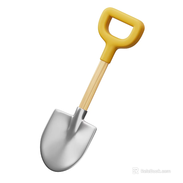 Shovel With Yellow Handle And Silver Blade As Essential Agricultural Equipment For Farming 3d model 