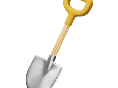 Shovel With Yellow Handle And Silver Blade As Essential Agricultural Equipment For Farming 3d model
