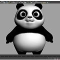 Cartoon Panda Character With Black And White Fur Standing Against Gray Background