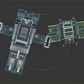 Futuristic Transparent Structure Models With Blue Green Frames And Components