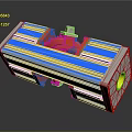 Blue And Red Mechanical Component With Shiny Metal Structure And Industrial Design