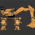 Yellow Multi legged Mechanical Robot With Excavator Arm And Heavy Duty Design