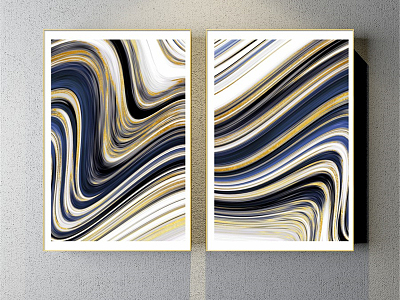 Modern abstract painting gold and silver bedroom abstract color block decorative painting model