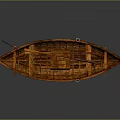 Classic Wooden Rowing Boat In Red Brown With Traditional Frame And Seats