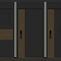 Modern Security Doors With Black Brown Wooden Frames And Electronic Locks Design 3d model