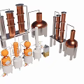 Copper Distillation Equipment With Columns Tanks And Pipes For Industrial Use