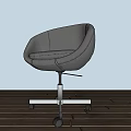 Gray Modern Office Chair With Fabric Seat And Metal Base On Wheels