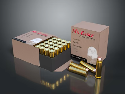 Mr Eagle Ammunition Magazine Featuring Golden Bullets And Storage Boxes 3d model