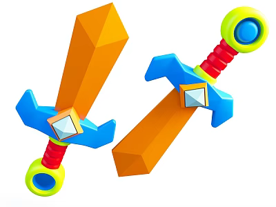 Children's Toy Theme Cartoon Style Children's Wooden Sword Toy 3d model