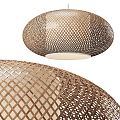 Modern chandelier bamboo wicker lamp decoration 3d model