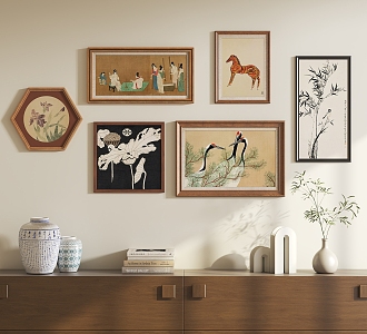 New Chinese Style Combination Hanging Painting Ornaments 3d model