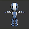 Blue And White Robot Character With Large Black Eyes And Outstretched Arms