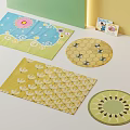 Decorative Square Rugs In Blue Yellow With Flower Wave Bee Honeycomb Patterns