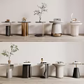 Modern Style Side Tables Featuring Gold Metal Frames Marble Tops And Decorative Accents