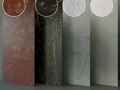 Marble Components With Red Black White Grey Veined Patterns And Textured Panels 3d model