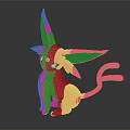 Pink Eevee Character 3D Model With Long Ears And Curved Tail