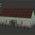 Vintage Small Building With Red Tiled Roof Off White Walls And Wooden Door