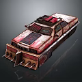 Rusty Modified Armored Vehicle With Front Spikes And Roof Equipment