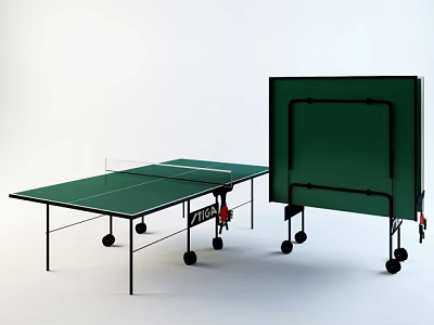 Green Foldable Table Tennis Table With Wheels For Portable Sports Equipment 3d model