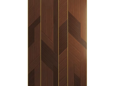 Modern Wooden Wall Decor With Herringbone Pattern And Gold Accent Lines 3d model