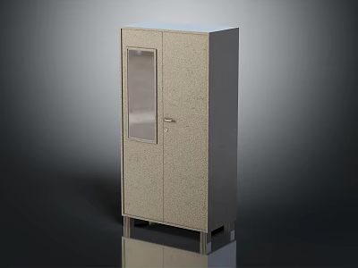 Practical Modern Storage Cabinet With Glass Door Neutral Tone And Stable Support Legs 3d model