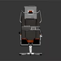 Ergonomic Office Chair With Red Frame Gray Seat And Adjustable Monitor Tray