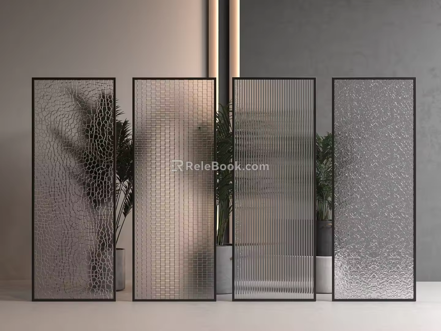 Modern glass partition glass screen Changhong glass partition 3d model