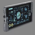 Futuristic Tablet With Advanced Tech Interface Complex Diagrams And Metal Frame 3d model