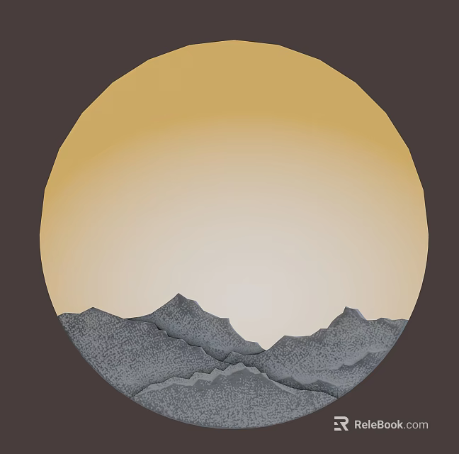 Modern Wall Lamp With Circular Design And Mountain Landscape Warm Light 3d model 