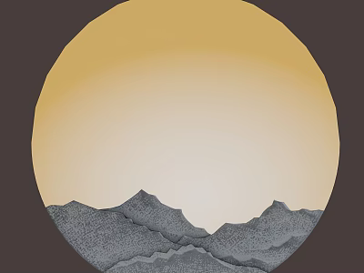 Modern Wall Lamp With Circular Design And Mountain Landscape Warm Light 3d model