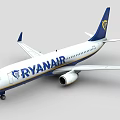 White and Blue Ryanair Passenger Airplane With Tail Logo Exterior View