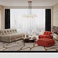 Beige Tufted Sofa Coffee Table Set With Glass Side Table And Brass Accents