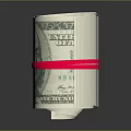 Detailed Rolled Dollar Bills Sculpture Carving Tied With Red Band Decoration
