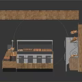 Wooden Roof Bakery Kiosk With Bread Display Shelves And Glass Front
