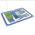 Fire Rescue Access Area Layout in Sports Complex With Basketball Tennis Courts and Track