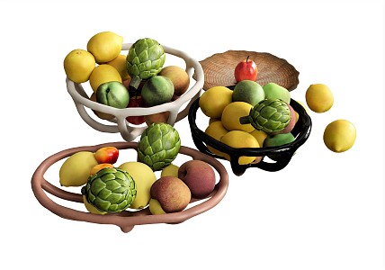 Modern Fruit Vegetable Sakyamuni Fruit Lemon Apple Tomato Peach 3d model