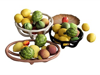 Modern Fruit Vegetable Sakyamuni Fruit Lemon Apple Tomato Peach 3d model