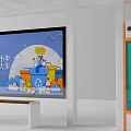 Bus Station With Billboards Benches Cartoon Design And 120th Anniversary Civilized Traffic Promotion