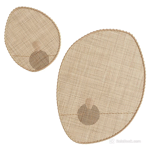Set of Two Woven Round Rugs in Natural Beige with Textured Design for Home Decor 3d model 