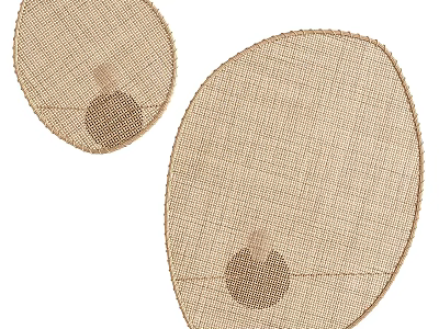 Set of Two Woven Round Rugs in Natural Beige with Textured Design for Home Decor 3d model