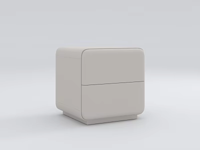 Modern White Nightstand With Two Drawers And Sleek Simple Design 3d model
