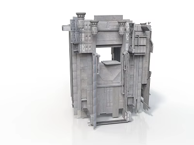 Gray Architectural Model With Intricate Doorway And Decorative Stone Details 3d model