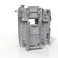 Gray Architectural Model With Intricate Doorway And Decorative Stone Details