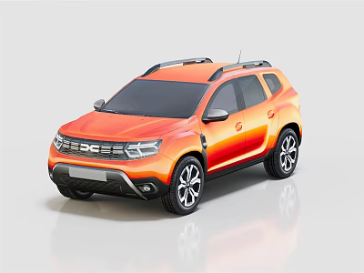 Orange SUV With Modern Design Roof Rails And Black Wheels Sleek Exterior 3d model