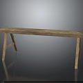 Rustic Wooden Bench With Natural Wood Grain And Simple Leg Structure