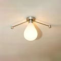 Flush Mount Modern Ceiling Light with White Spherical Bulb and Metal Brackets