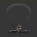 Stylish Silver Chain Necklace Featuring CAVALOT Lettering Pendant With Pink Blue Accents
